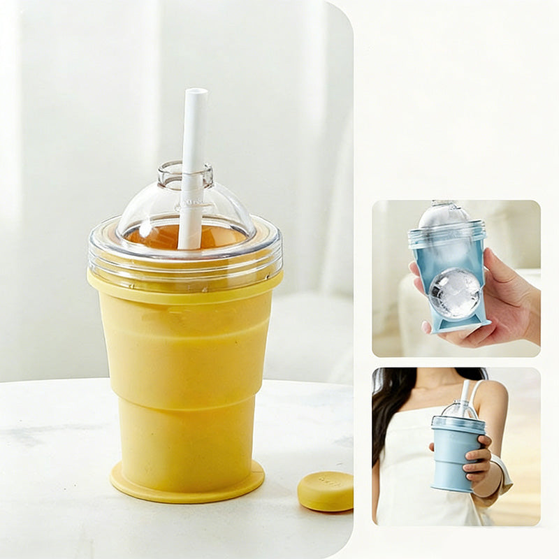 ❄️ Instant Ice Cold! 2-in-1 Foldable Cup & Ice Maker for Summer Adventures. 🧊