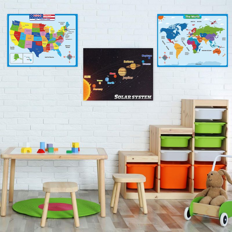 ⏳Limited-time 50% off⏰Geography Learning Poster Wall Map for Kids🗺️