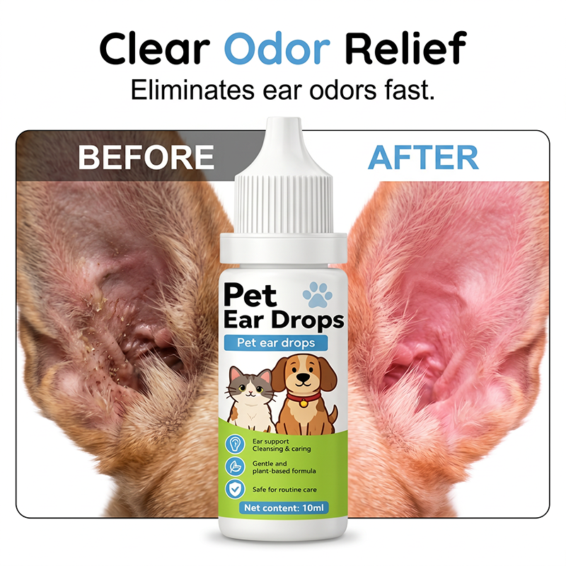 Pet Ear Care Cleaning Drops for Dogs & Cats