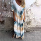 🌞 FLASH SALE 50% OFF ! 👗 Casual Loose Printed V-Neck Long Dress – Polyester – Lightweight & Split Hem for Summer