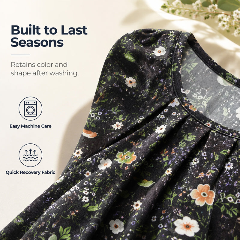 Women's Round Neck Short-Sleeved Floral Top