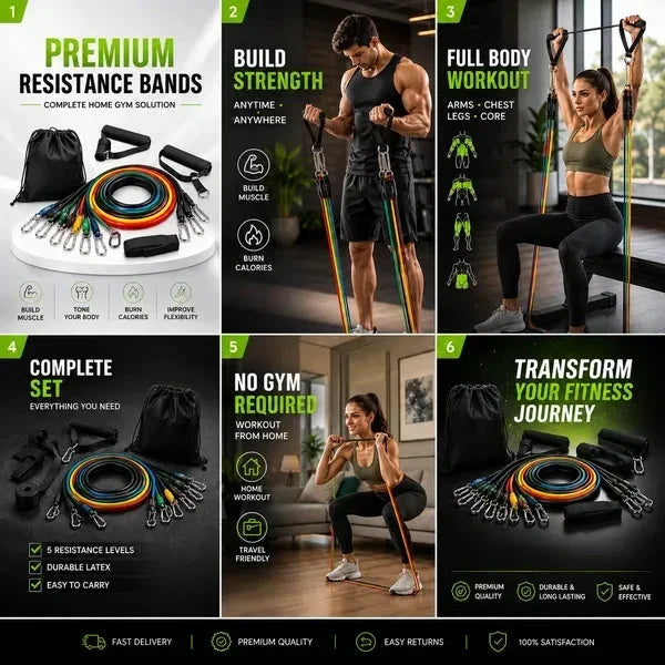 ⏳Oferta Especial por Tiempo Limitado⏰Construye el Cuerpo de Tus Sueños Sin Ir al Gimnasio | Juego de Bandas de Resistencia Ajustables para Entrenamiento Corporal Completo en Cualquier Lugar