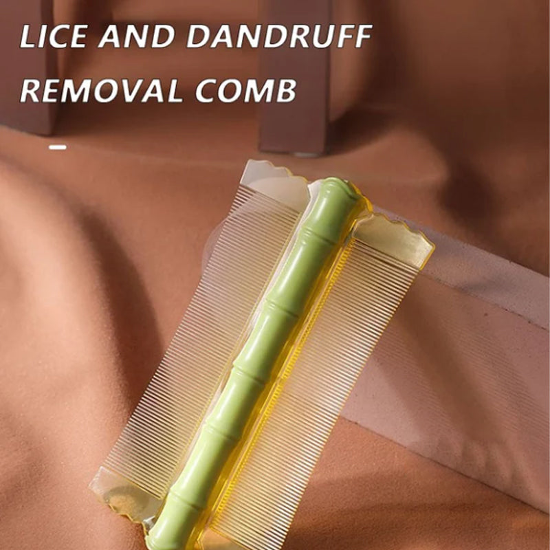 🎋 Bamboo Styling Double-Sided Fine Teeth Comb | Removes Lice & Dandruff | Ergonomic Grip | All Hair Types | For Adults, Kids & Pets 🌿✨
