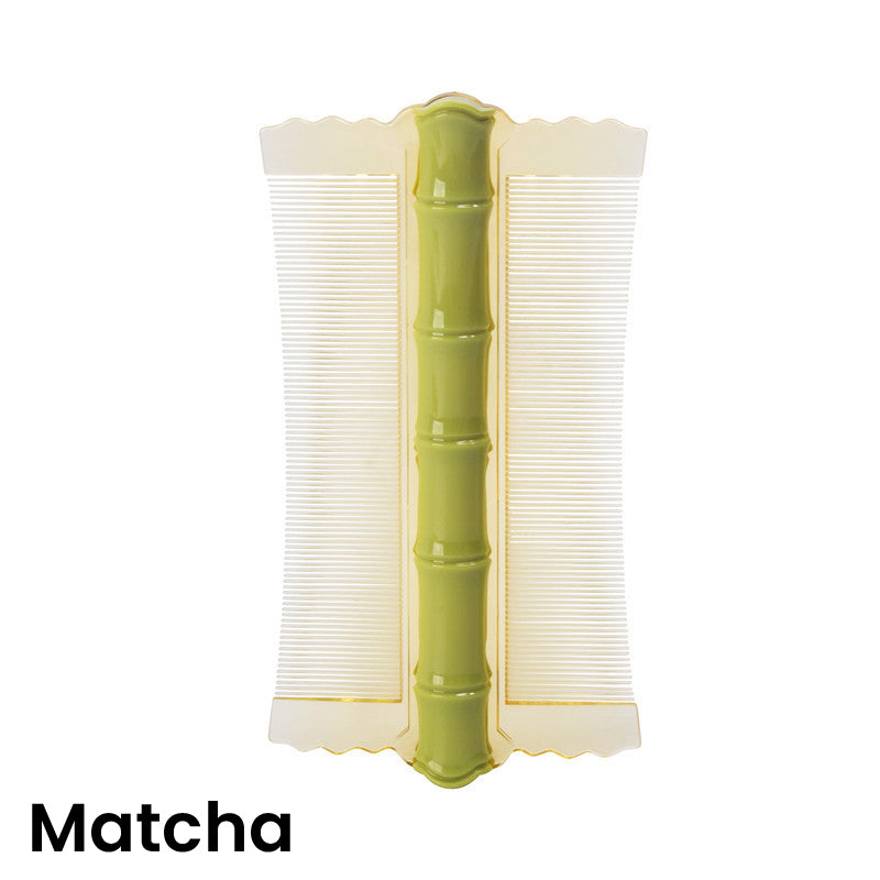 🎋 Bamboo Styling Double-Sided Fine Teeth Comb | Removes Lice & Dandruff | Ergonomic Grip | All Hair Types | For Adults, Kids & Pets 🌿✨
