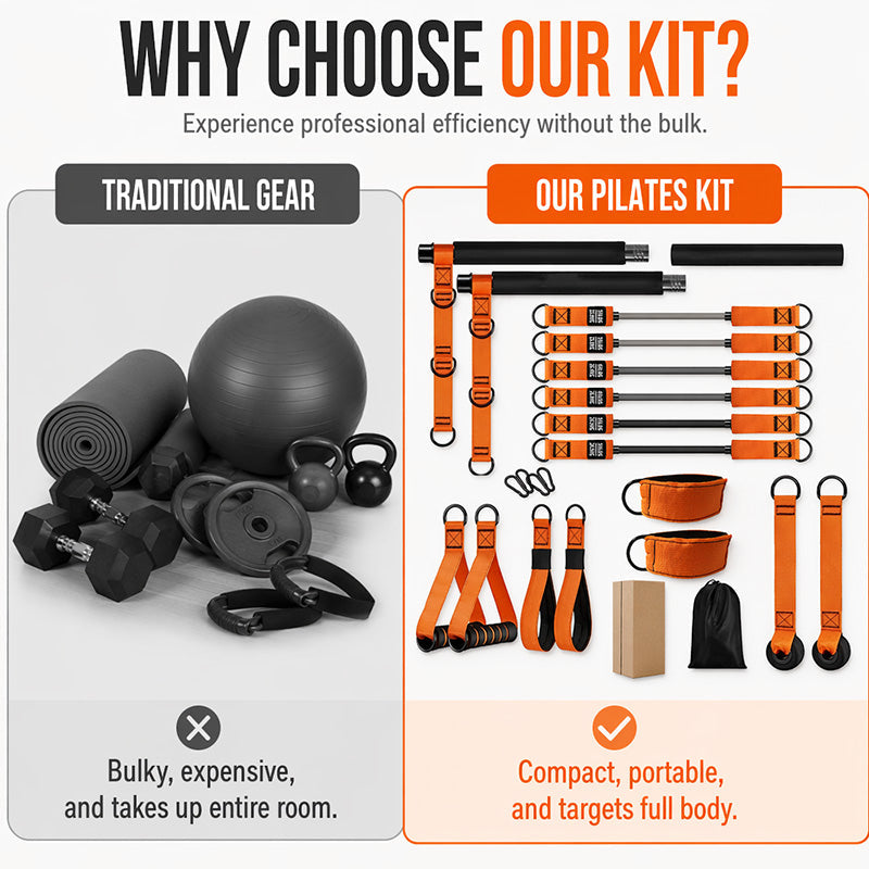 Portable Pilates Bar Kit with 6 Resistance Bands