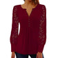 Women's Casual Lace Long-Sleeved V-Neck Top