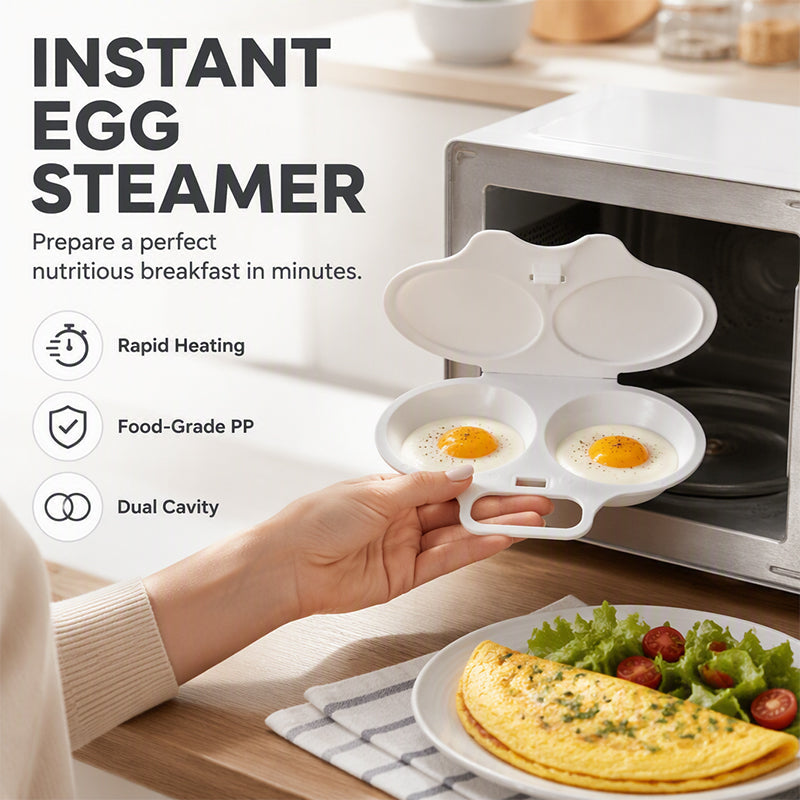 🥳2026 HOT SALE🥳💞50K+ SOLD! 🥚✨ 50% OFF + BUY 1 GET 1 FREE! Dual Cavity Microwave Egg Poacher – Quick oil‑free cooking, food‑grade PP & versatile. Perfect for busy mornings – healthy breakfast in minutes! ⚡🍳