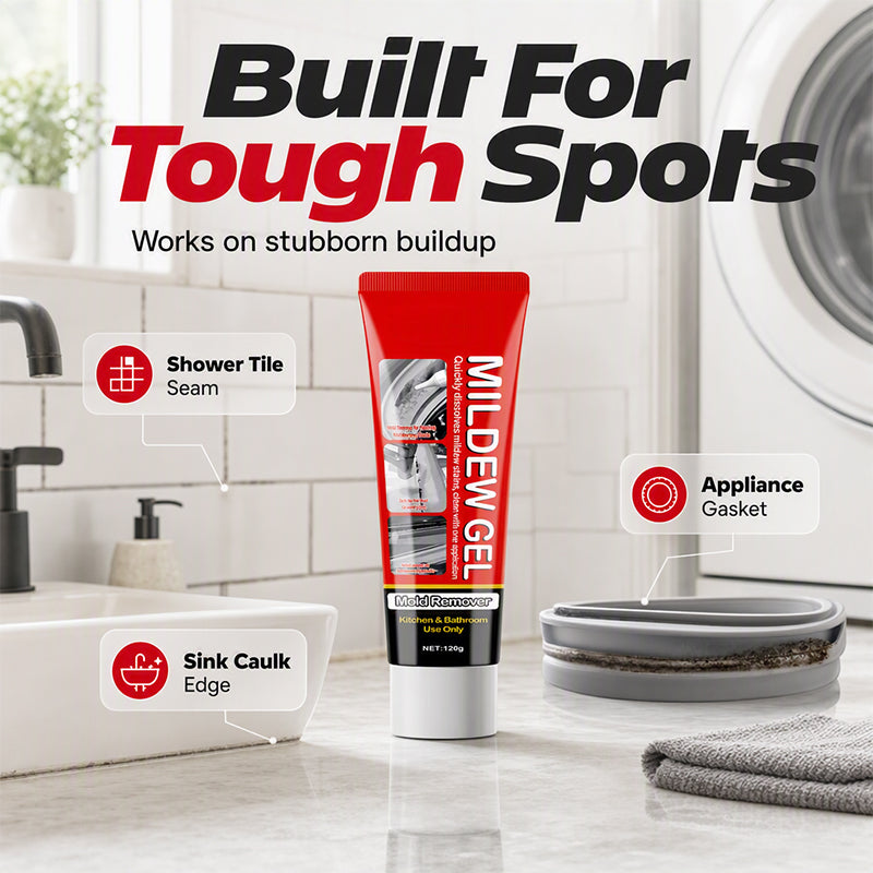 🔥50% OFF! Powerful Mold Stain Remover Gel – Clings to Tile, Grout & Seals, No Scrub, Just Apply, Wait & Wipe! 🧽✨