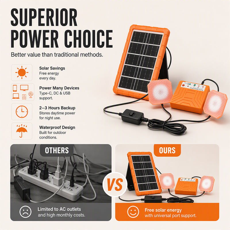🔥 LIMITED TIME 50% OFF! Portable Solar Power Station + 2 LED Lights – Power Anywhere, Anytime ☀️🔋
