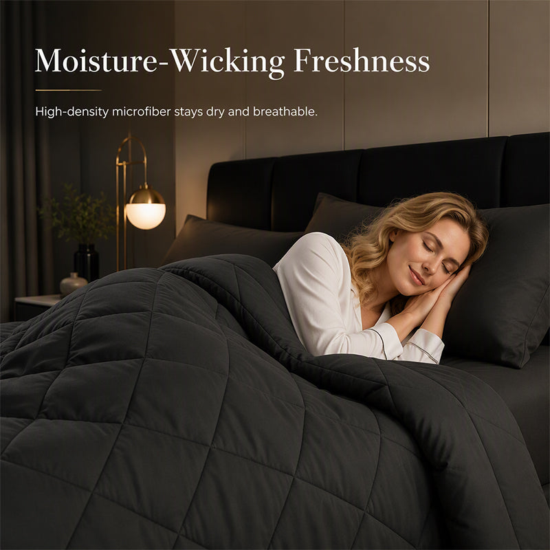 🛏️ Brushed Microfiber Comforter Set: Diamond Quilting, Moisture-Wicking, All-Season, 2 Pillowcases