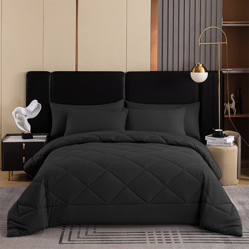 🛏️ Brushed Microfiber Comforter Set: Diamond Quilting, Moisture-Wicking, All-Season, 2 Pillowcases