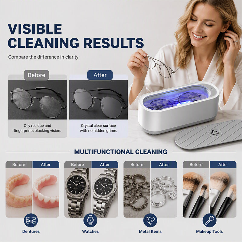 🎁Multifunctional Ultrasonic Cleaner for Jewelry, Watches & Dentures, 3W Cordless Deep Cleaning