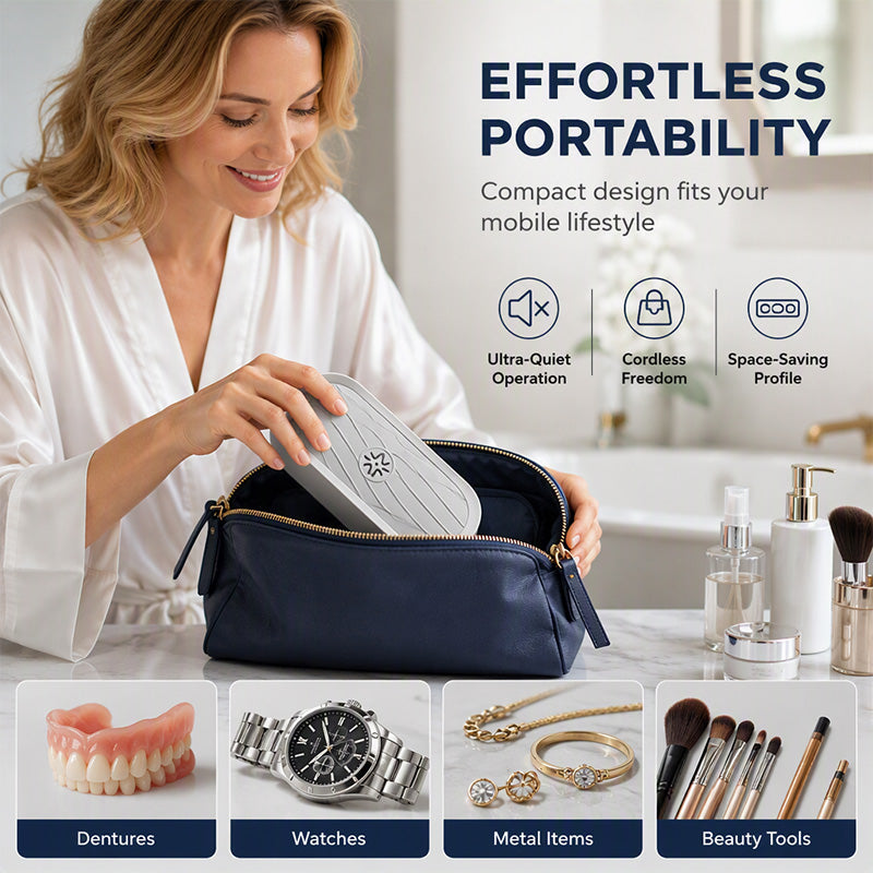 🎁Multifunctional Ultrasonic Cleaner for Jewelry, Watches & Dentures, 3W Cordless Deep Cleaning