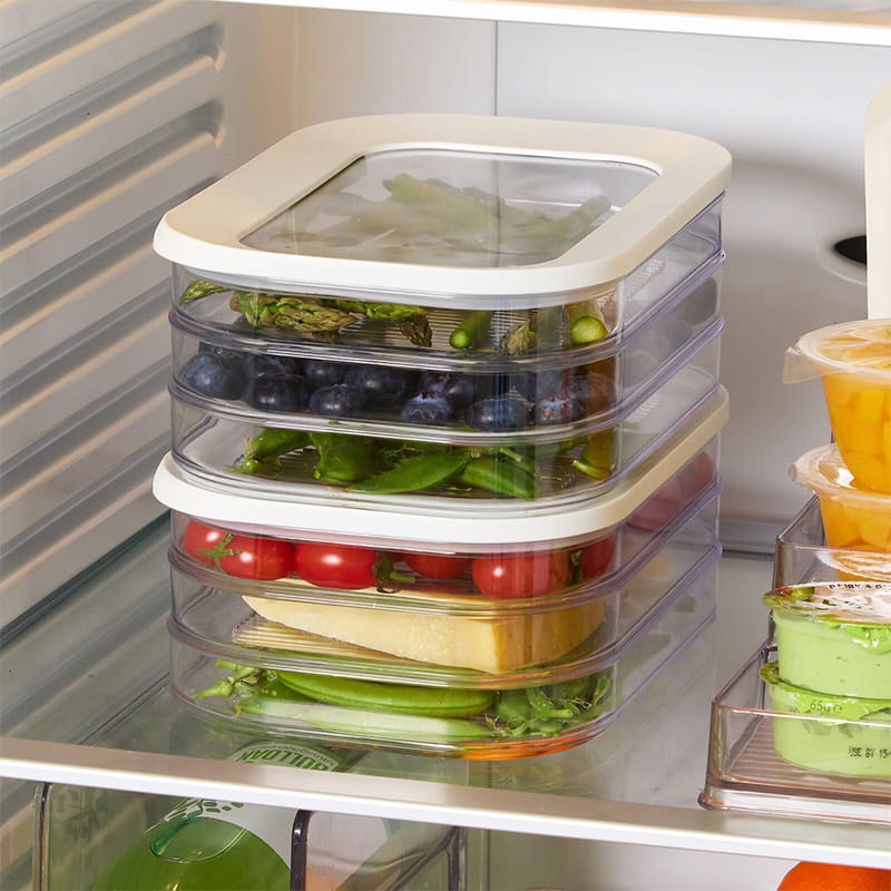 🍱50% OFF! 👀 Clear Fridge Storage Container with Lid – Transparent Visibility, Stackable Design & 3 Size Options – Organize Your Fridge Effortlessly ✨