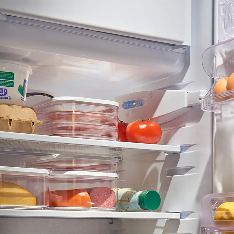 🍱50% OFF! 👀 Clear Fridge Storage Container with Lid – Transparent Visibility, Stackable Design & 3 Size Options – Organize Your Fridge Effortlessly ✨