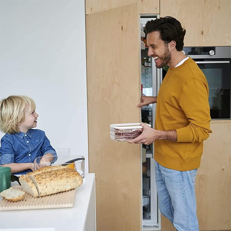 🍱50% OFF! 👀 Clear Fridge Storage Container with Lid – Transparent Visibility, Stackable Design & 3 Size Options – Organize Your Fridge Effortlessly ✨