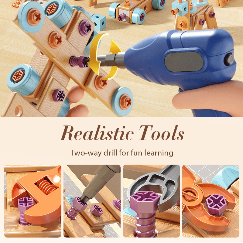 🔧 LIMITED‑TIME 50% OFF! ⚡Children's Educational DIY Toy Tool Kit – Electric Drill, Portable Storage Case ✨