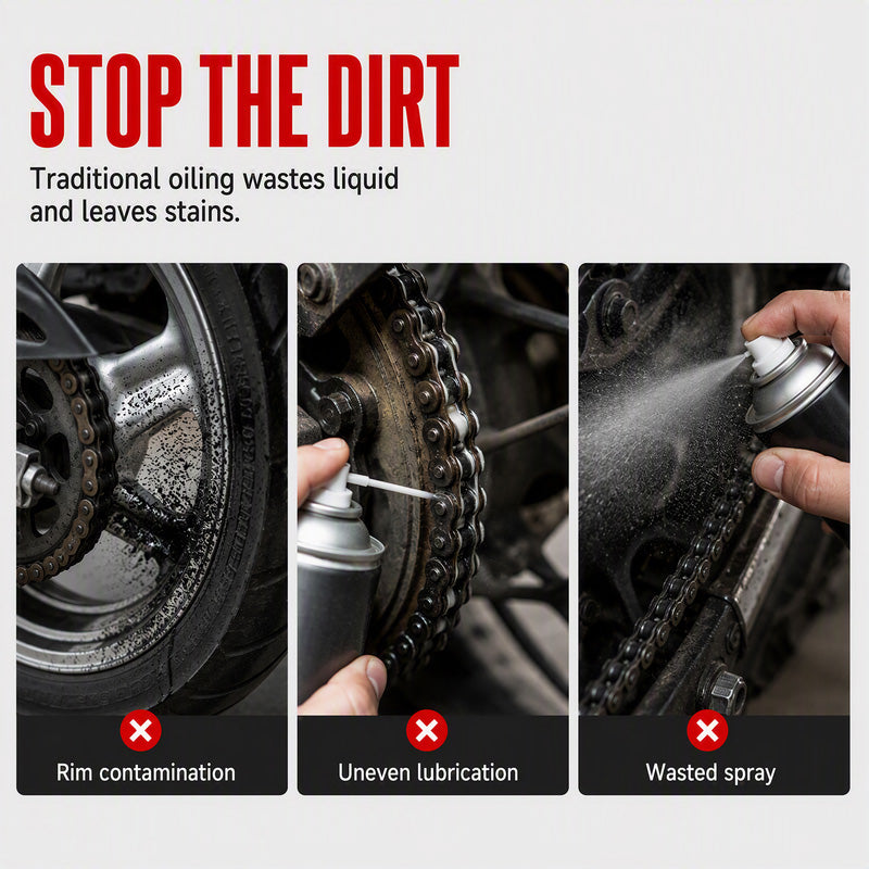❄️Summerfresh 50% OFF!🏍️Motorcycle Chain Lube Applicator – 4-Way Precision Spray Guide