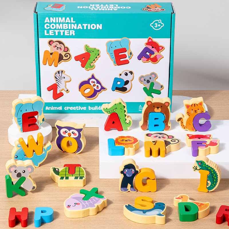 🔤 26-Piece Wooden Letter & Animal Matching Toy – Hands-On Alphabet Mastery, Vibrant Animal Illustrations & Child-Safe Design – Learning Made Fun ✨