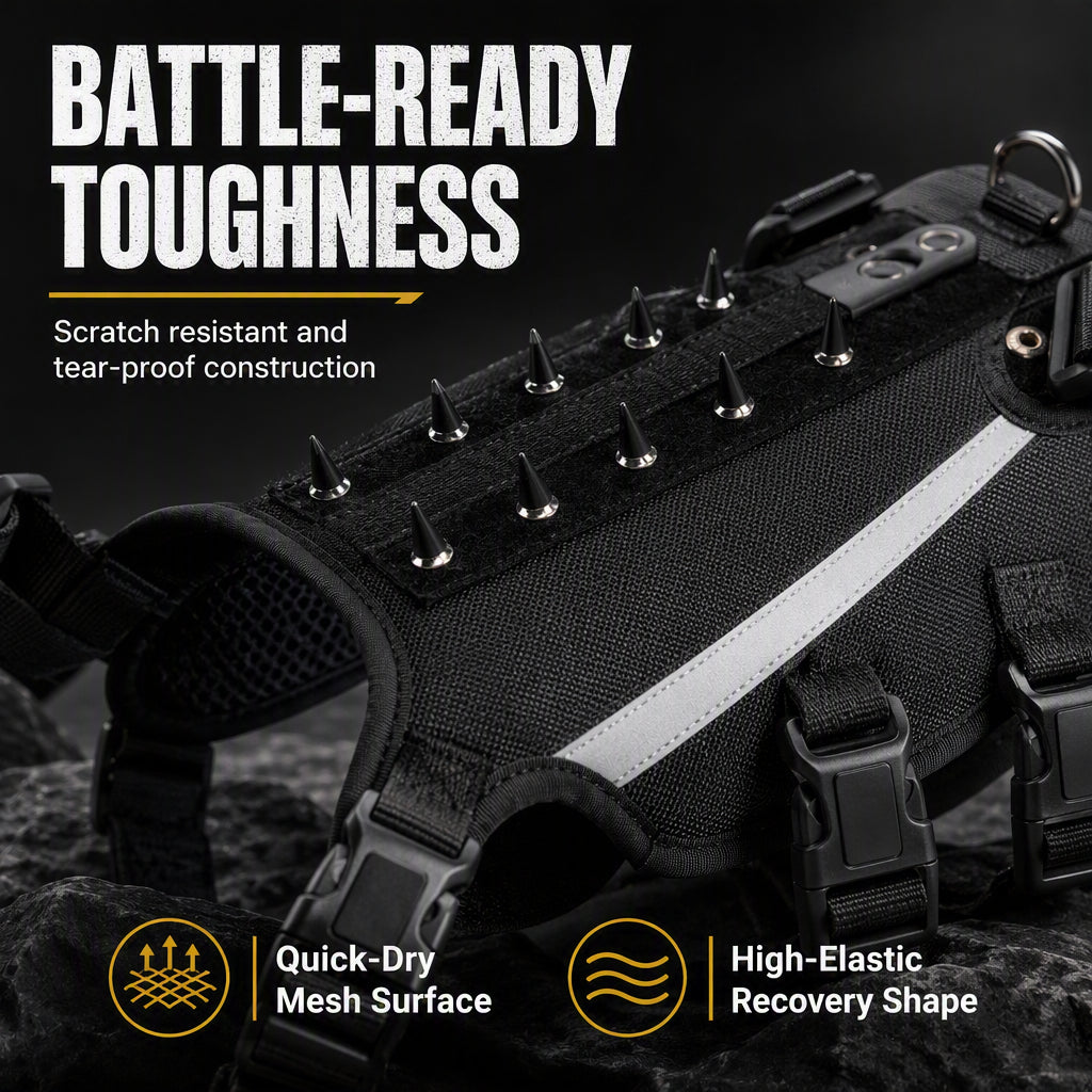 🐕 LIMITED‑TIME 50% OFF! 🛡️ Tactical Dog Harness with Protective Spikes – Safe, Controllable, Breathable ✨