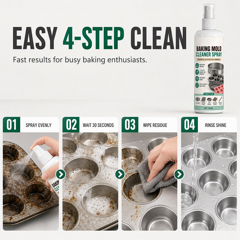 🧴 50% OFF! ✨ Gentle Formula Baking Mold Cleaner Spray – Easy Grease Removal, Less Scrubbing & Non-Abrasive on Bakeware – Clean Kitchen Tools Effortlessly 🍳