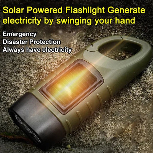 🔦50% OFF NOW! Stay Lit Anywhere! No-Battery Solar Crank Flashlight‑Hand Crank Emergency Torch, Solar Powered Survival Light for Camping, Hiking & Power Outages