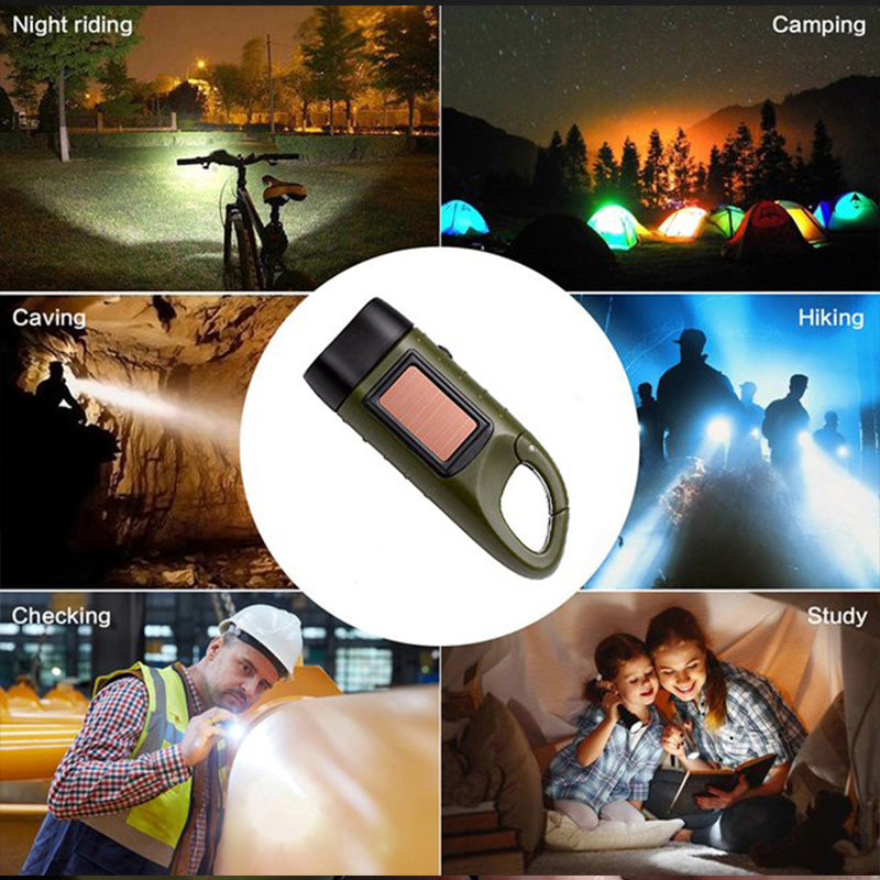 🔦50% OFF NOW! Stay Lit Anywhere! No-Battery Solar Crank Flashlight‑Hand Crank Emergency Torch, Solar Powered Survival Light for Camping, Hiking & Power Outages