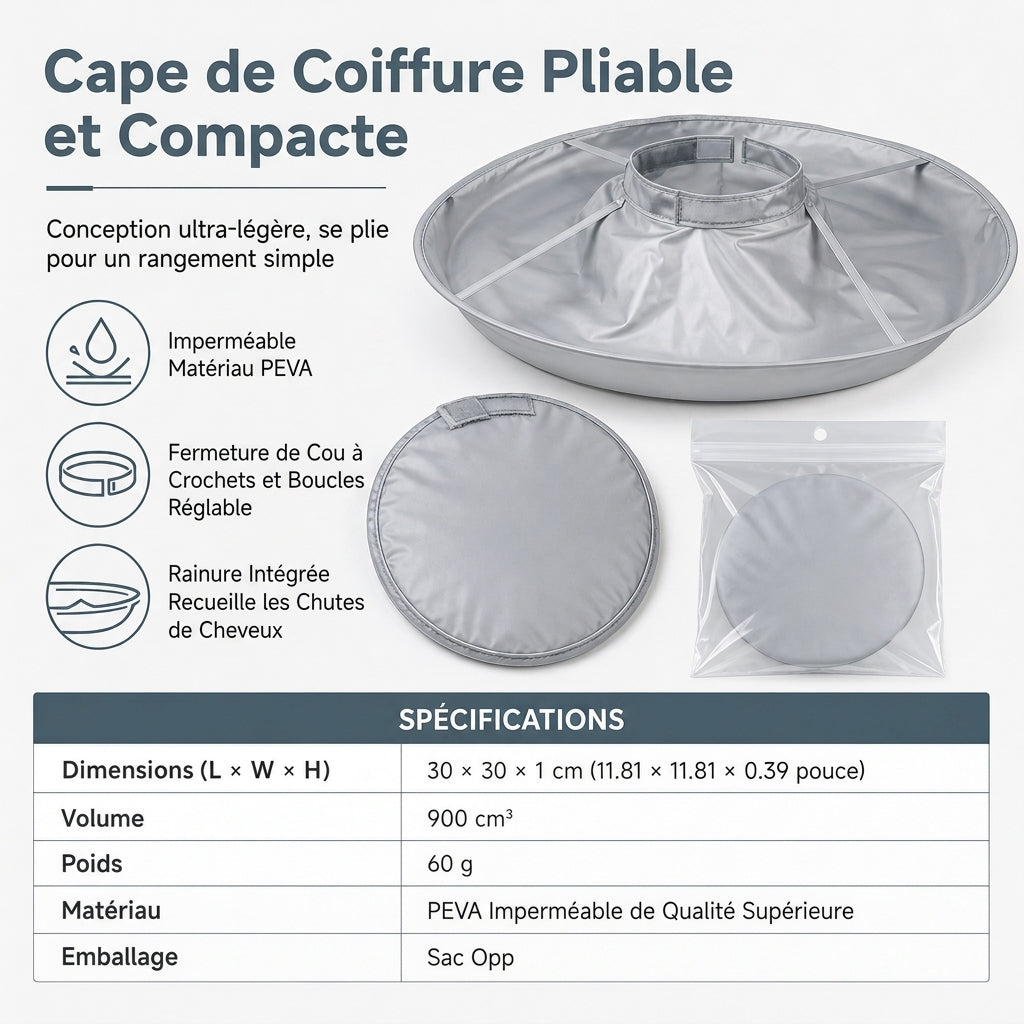 🥳2026 HOT SALE🥳💞50K+ SOLD! ✂️🧹 Hair Cutting Cape with Catcher – built-in groove traps clippings, no mess on clothes or floors. Waterproof, non-static, folds flat. Perfect for home trims & kids' cuts! 💇✅