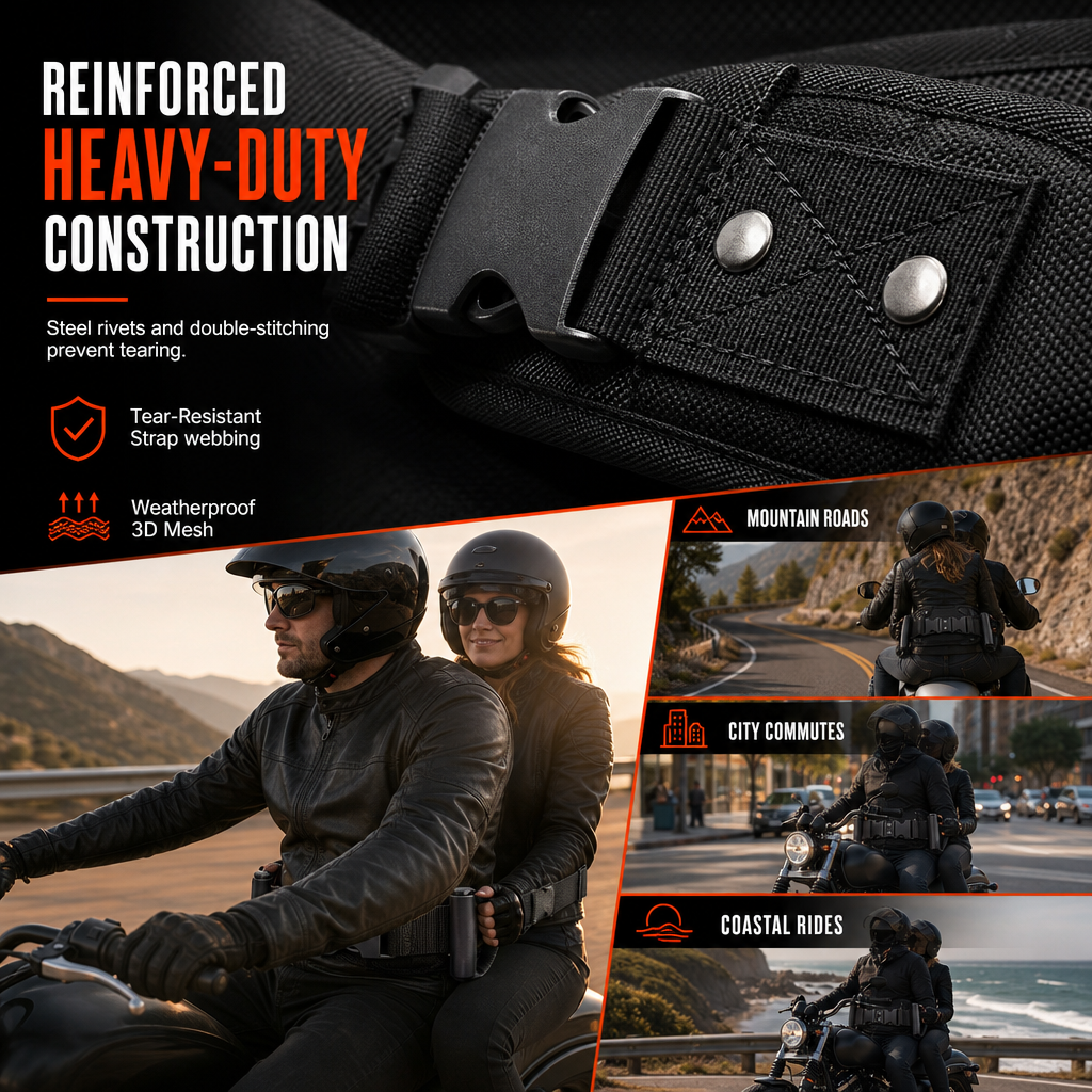 ⏳ Time-Limited Deal: Motorcycle Passenger Grab Belt 🏍️