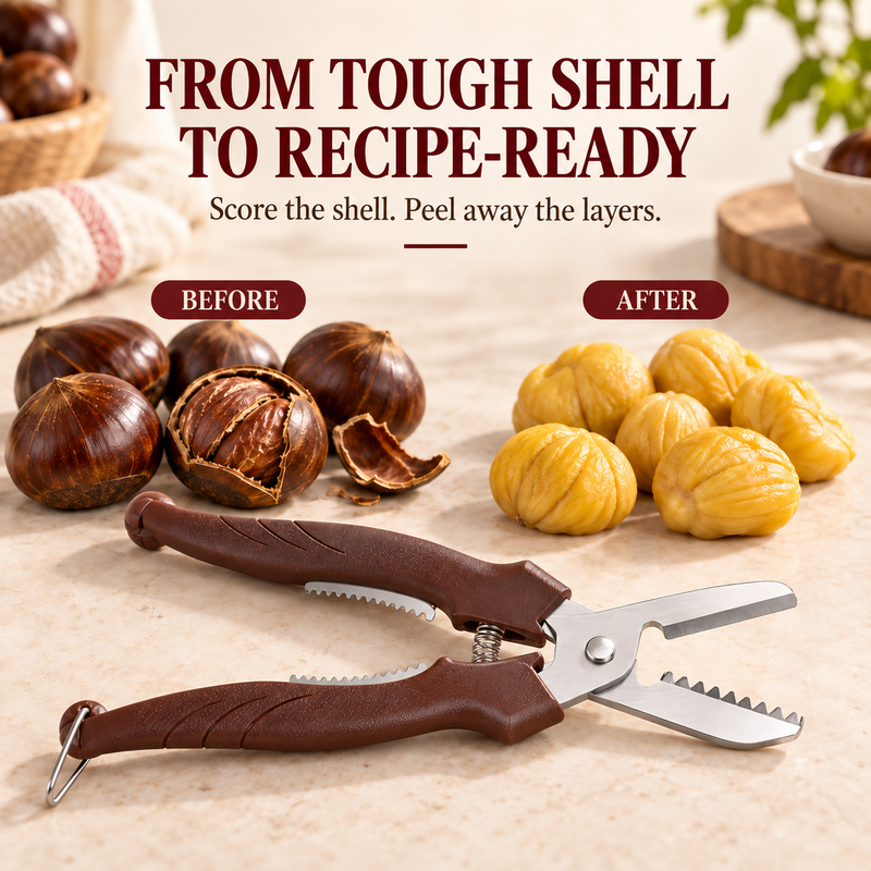 🌰 LIMITED-TIME 50% OFF! ⚡ 2-in-1 Chestnut Shear – Dual-Edge, Labor-Saving, Safe ✨