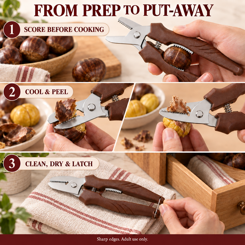 🌰 LIMITED-TIME 50% OFF! ⚡ 2-in-1 Chestnut Shear – Dual-Edge, Labor-Saving, Safe ✨