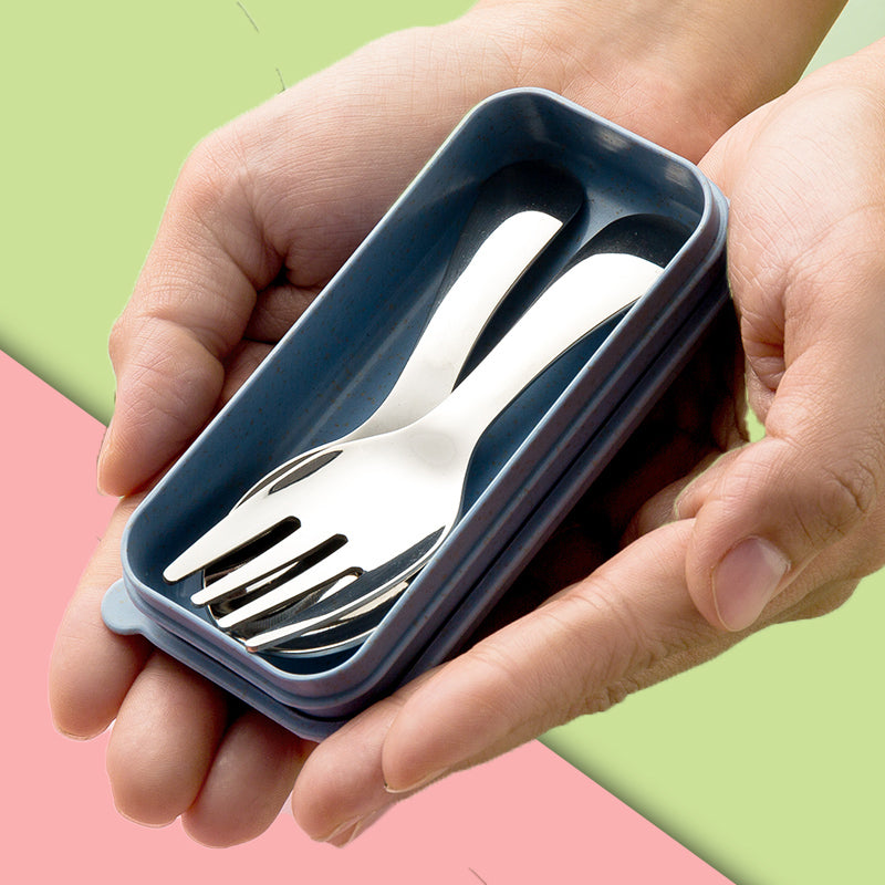 🍱 Short Cutlery Set That Fits Right in Your Lunch Box – Spoon and Fork in 304 Stainless Steel🥄l