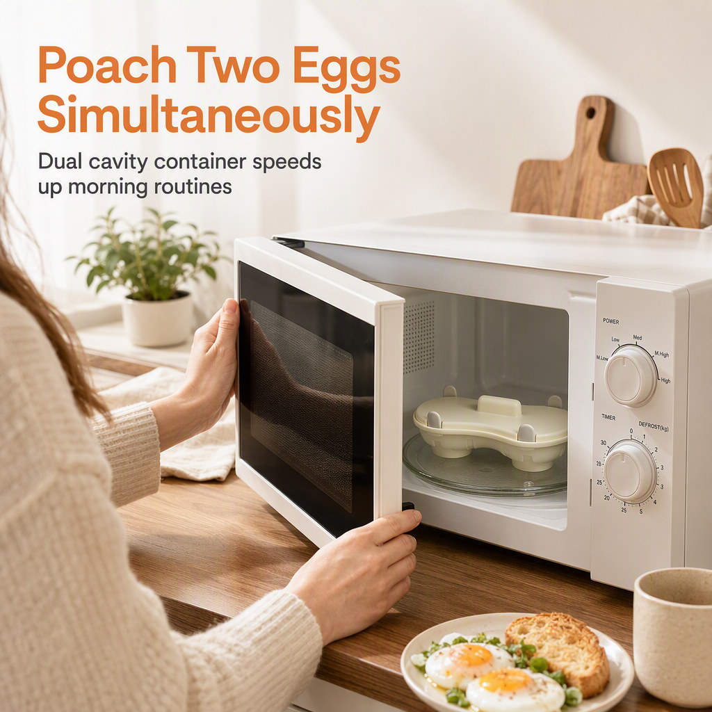 🍳 Dual-Compartment Microwave Egg Poacher