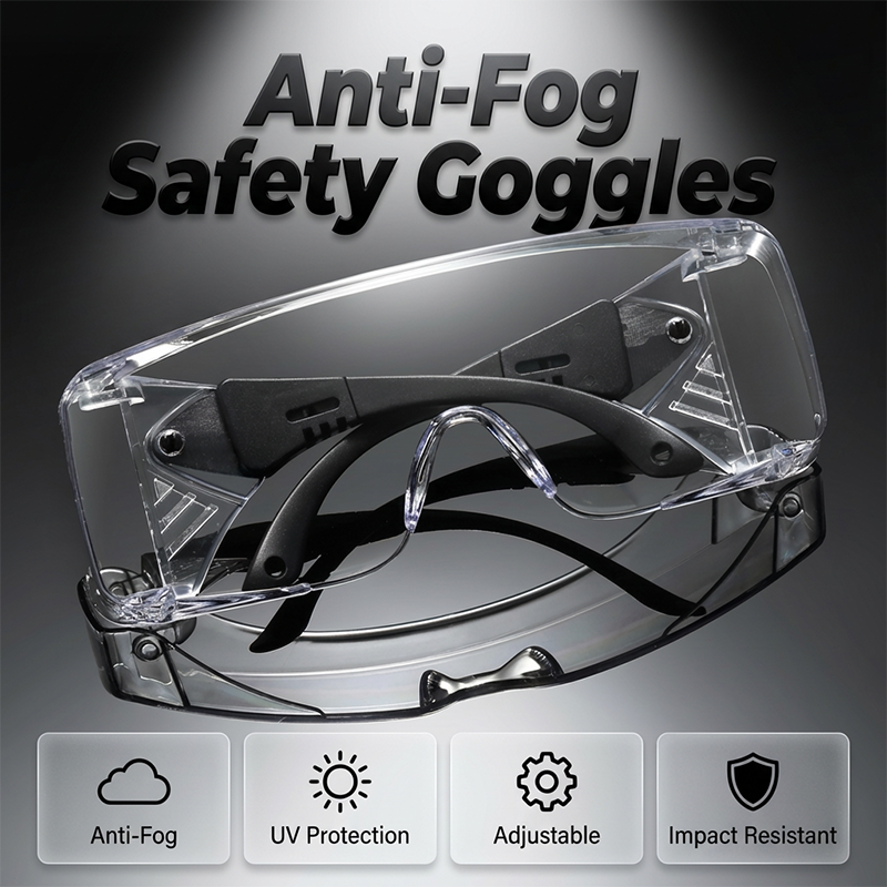 Anti‑Fog Safety Goggles with Adjustable Telescopic Arms – Scratch‑Resistant, Impact‑Proof, Reusable Eye Protection for Lab, Workshop, DIY