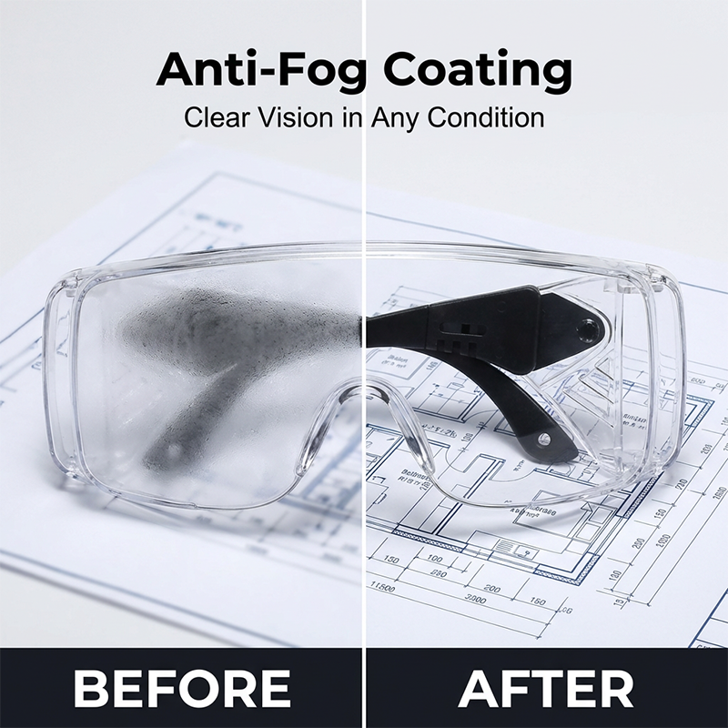 Anti‑Fog Safety Goggles with Adjustable Telescopic Arms – Scratch‑Resistant, Impact‑Proof, Reusable Eye Protection for Lab, Workshop, DIY