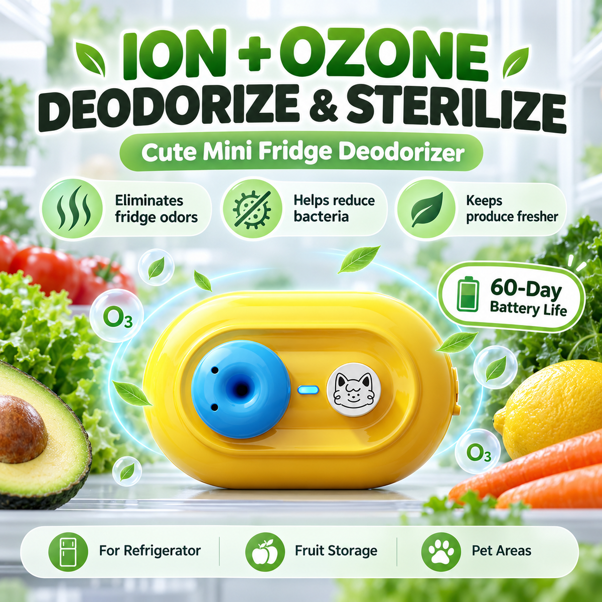 Mini Portable Refrigerator Deodorizer and Sterilizer