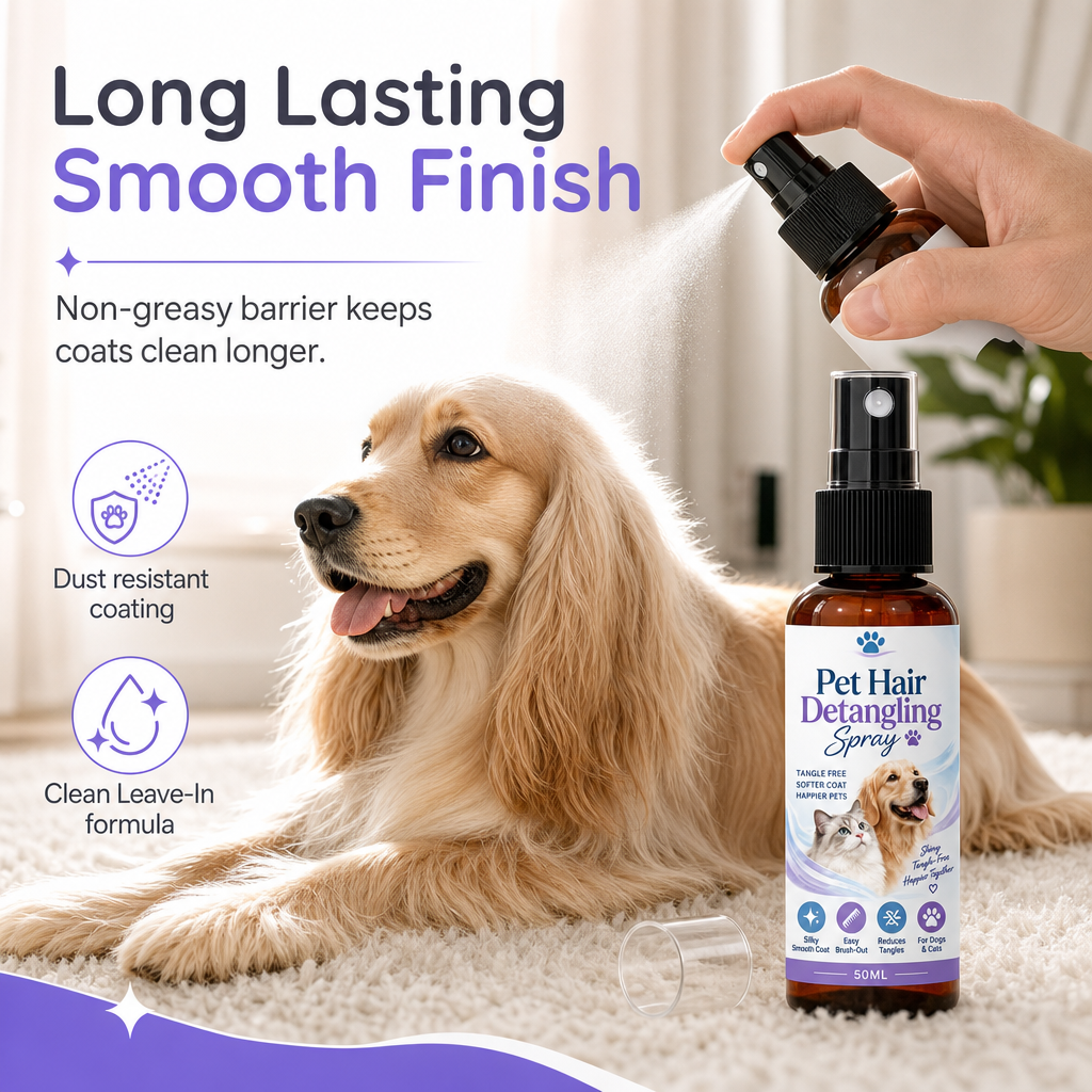 🥳2026 HOT SALE🥳💞50K+ SOLD! 🐾✨ 50% OFF! Pet Detangling & Smoothing Spray – loosens tangles, reduces brushing friction, leaves coat smooth & cared for. Easy everyday grooming! 🛡️💚