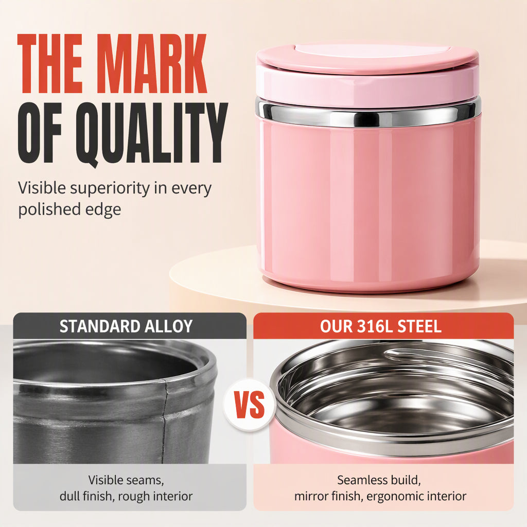 📢📢50% OFF !! ⏰ Insulated Stainless Steel Lunch Box with Lid – Stackable Food Container