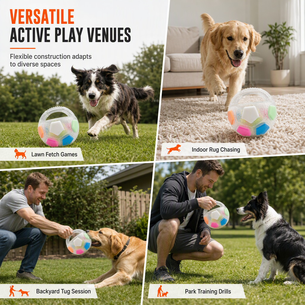 Interactive Dog Soccer Ball Toy with Grab Tabs