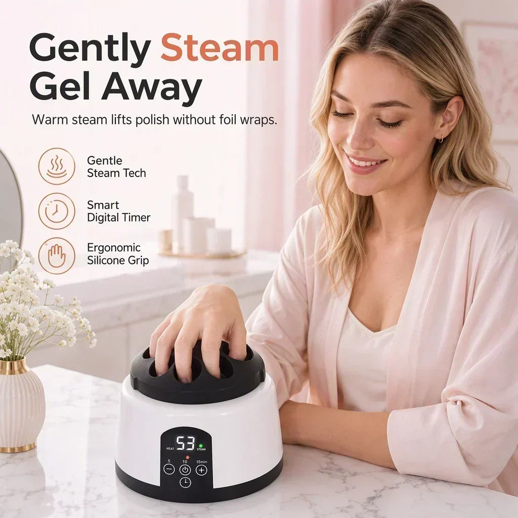 🔥Time-Limited Special💥Steam Gel Nail Remover Machine – Gentle Steam Nail Polish Remover, Digital Timer Nail Steamer for Gel Polish Removal