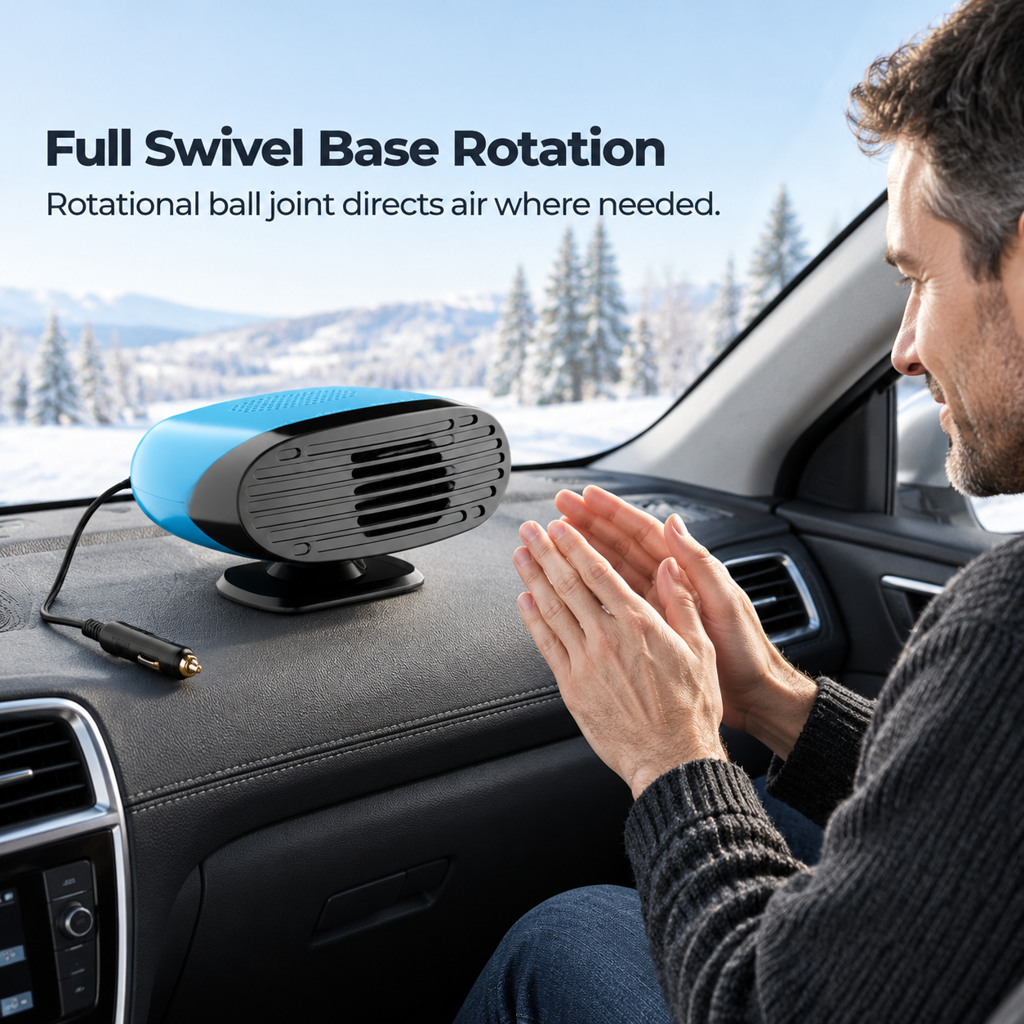 Mini 12V Car and Defroster Fan for Windshield Defogging and Heating