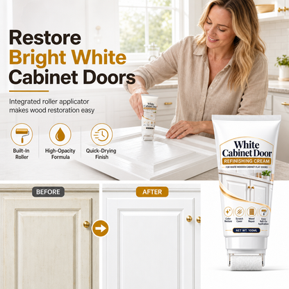 White Wood Furniture Touch-Up Paste | Built-in Foam Roller for Cabinets, Doors, Trim & Tables