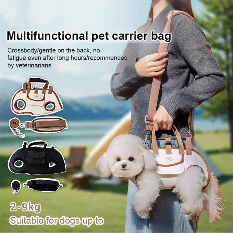 🐱🐶 2-in-1 Portable Pet Carrier/Sling/Tote | Breathable Blended Fabric, Padded Sponge Shoulder Strap🔄