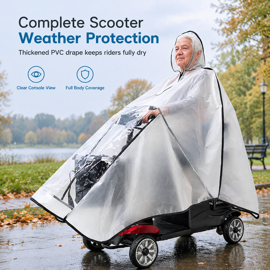 🌧️Thickened Extra Large Waterproof PVC Cover and Poncho for Senior Mobility Scooters and Four Wheel Electric Vehicles