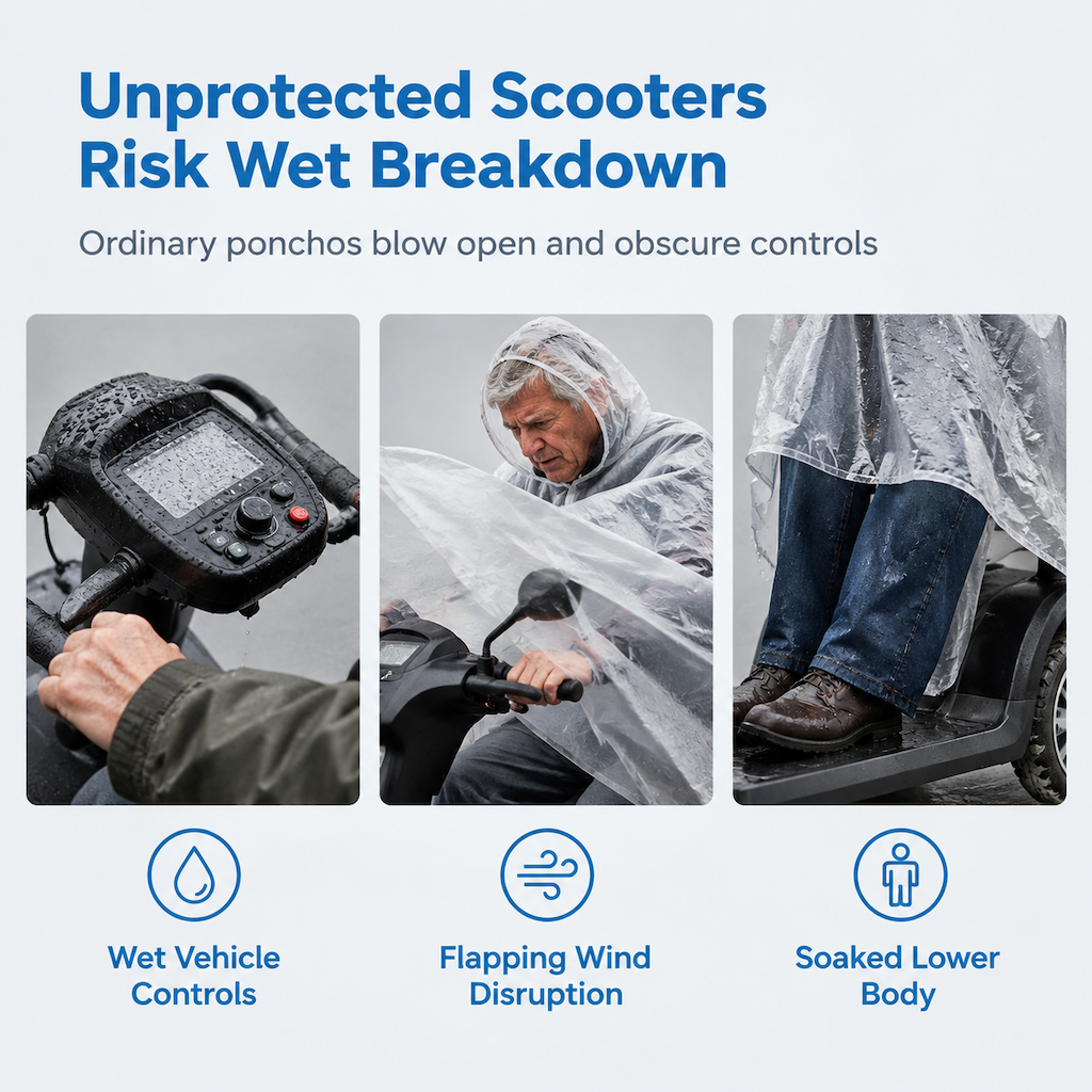 🌧️Thickened Extra Large Waterproof PVC Cover and Poncho for Senior Mobility Scooters and Four Wheel Electric Vehicles