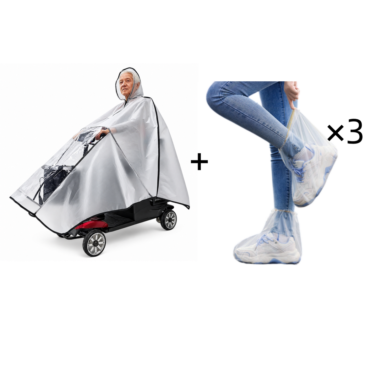 🌧️Thickened Extra Large Waterproof PVC Cover and Poncho for Senior Mobility Scooters and Four Wheel Electric Vehicles