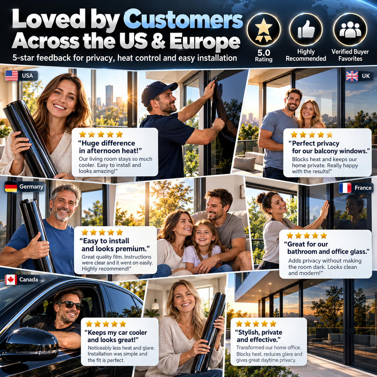 🎁🔥Multi-Purpose Scratch-Resistant Window Tint Film.Sun Control Film, Automotive and Residential Window Film, UV Protection, Heat Rejection, and Privacy