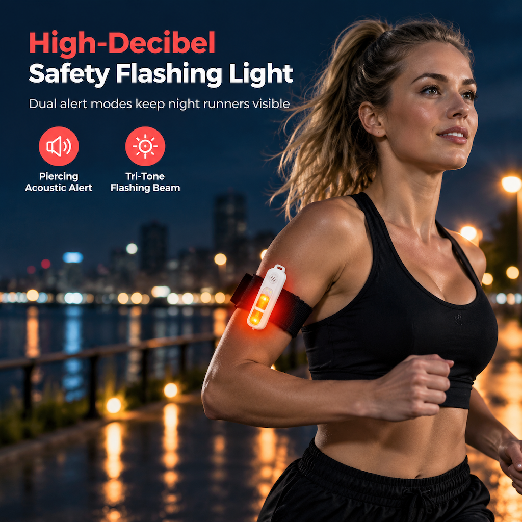 🚨 LED Safety Warning Light with SOS Alarm – Clip-On Running & Cycling Light