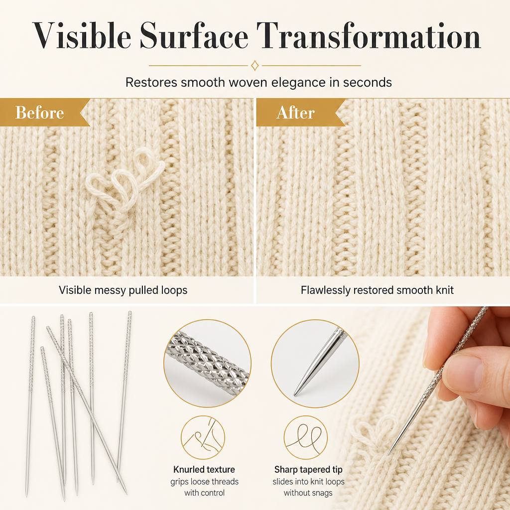 🎉 Limited-Time Offer! 🧵 25PCS Knurled Head Sewing Needles – Fix Pulled Loops & Hemming ✨