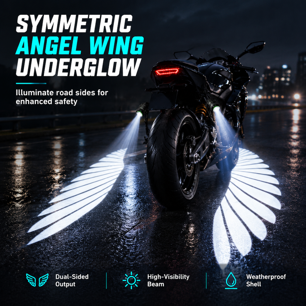 🏍️Motorcycle LED Angel Wings Ground Projection Lights